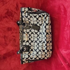 Black and gray coach purse
